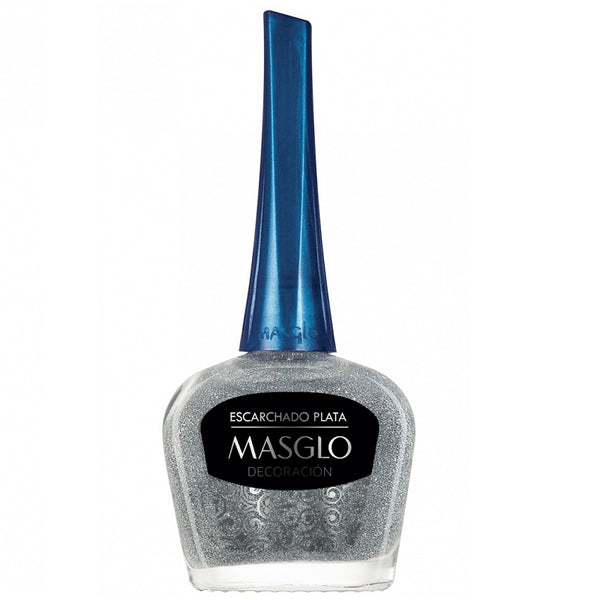 ESMALTE MASGLO*13.5ML DECORACION *ESCARCHADO PLATA*