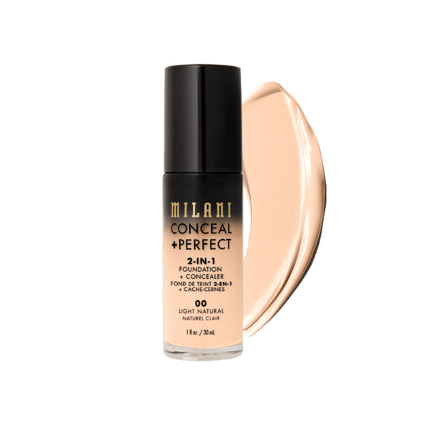 BASE MILANI*30ML 2 EN 1 CONCEAL+PERFECT#00 LIGHT NATURAL