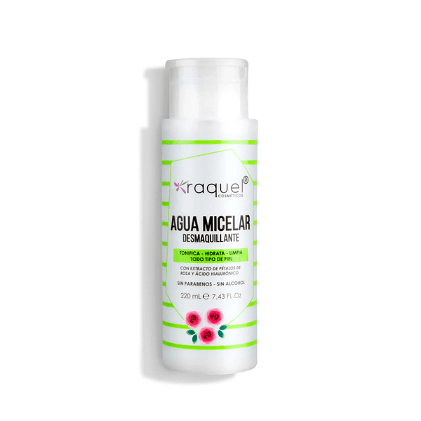 AGUA MICELLAR RAQUEL*220ML DESMAQUIILANTE CON ACIDO HIALURONICO Y PETALOS DE ROS