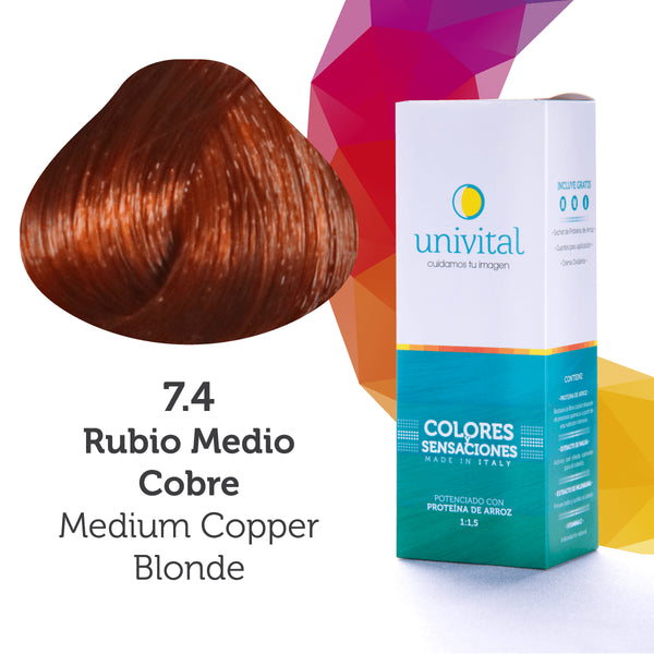 Tintura Univital | Color Rubio Medio Cobre | 7.4