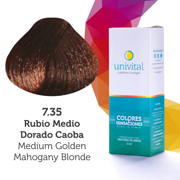 Tintura Univital | Color Rubio Medio Dorado Caoba | 7.35