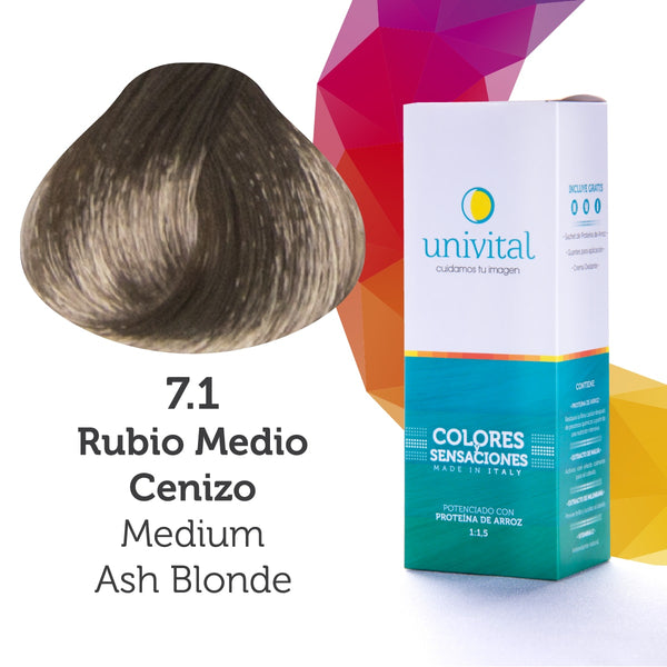 Tintura Univital | Color Rubio Medio Cenizo | 7.1