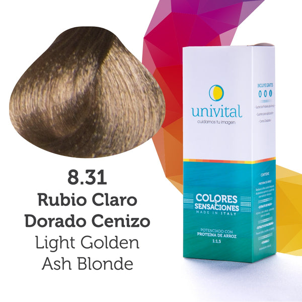 Tintura Univital | Color Rubio Claro Dorado Cenizo | 8.31
